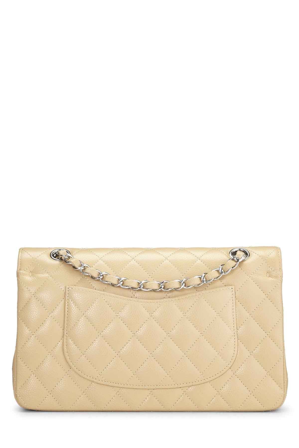 Chanel, Beige Quilted Caviar Classic Double Flap Medium, Beige