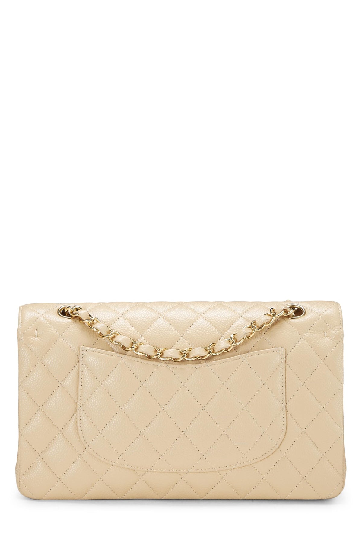 Chanel, Beige Quilted Caviar Classic Double Flap Medium, Beige