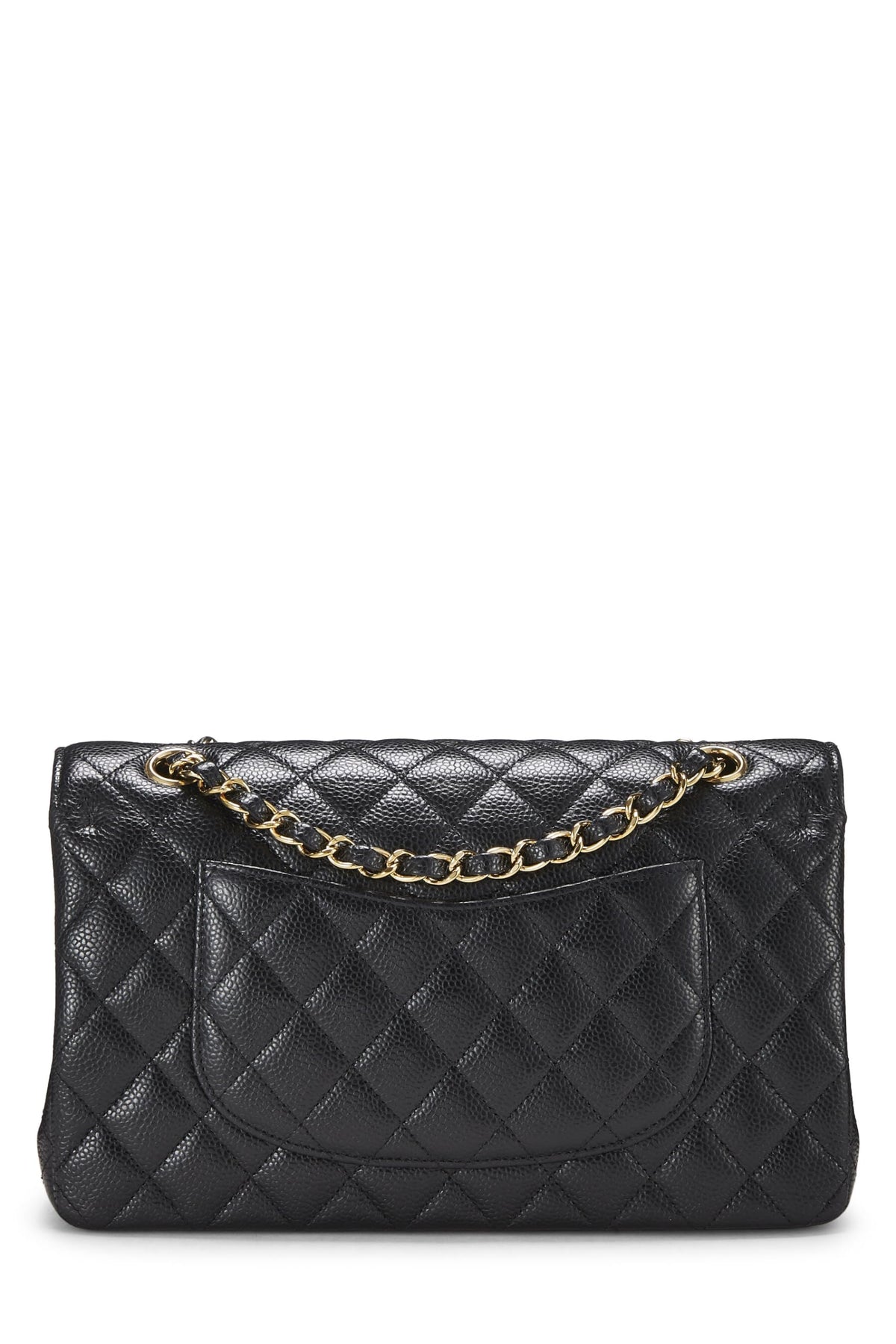 Chanel, Black Quilted Caviar Classic Double Flap Medium, Black