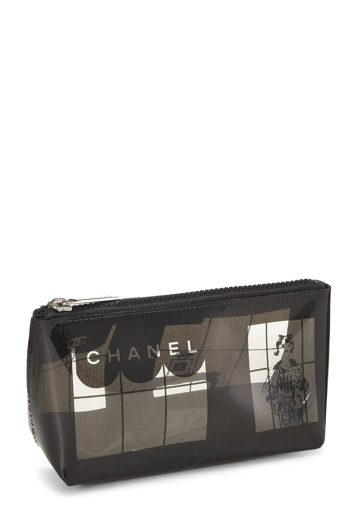 Chanel, Clear & Black Vinyl Chanel Maison Pouch, Black