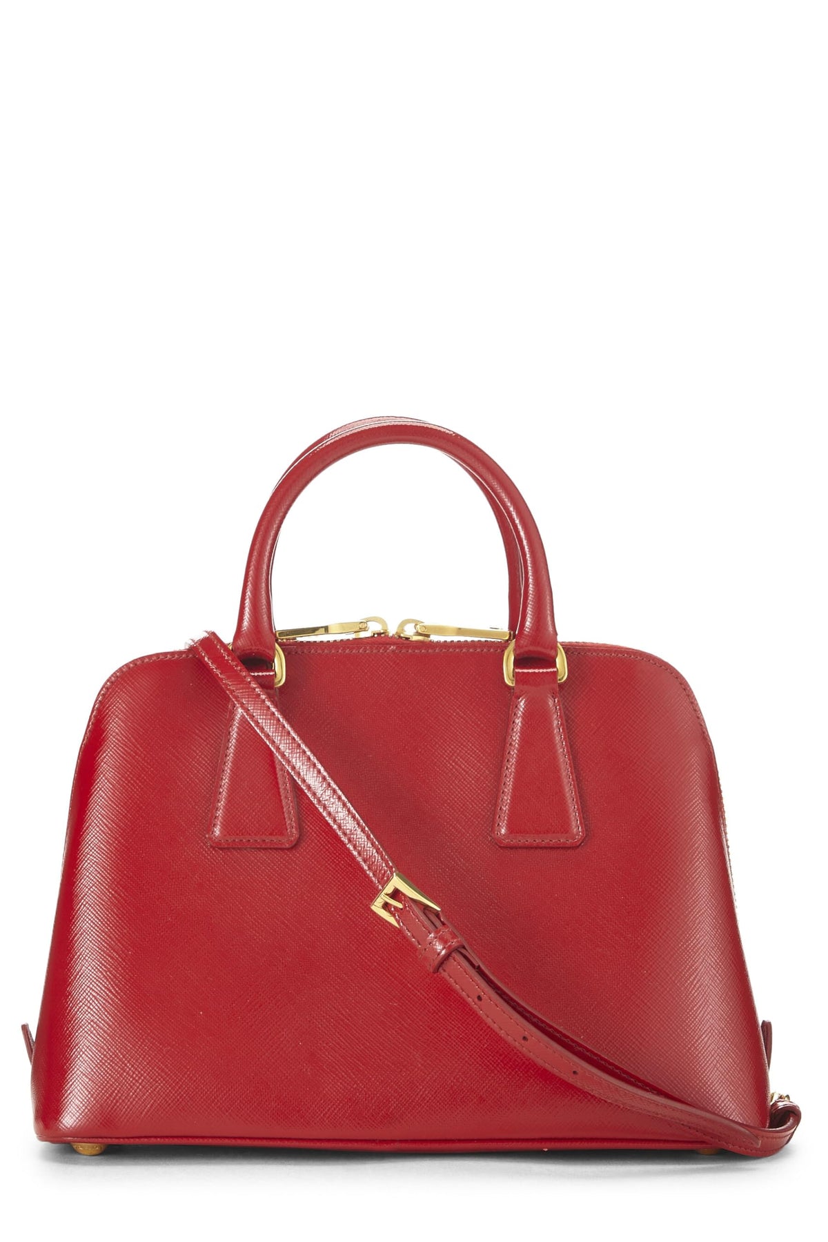 Prada, Red Saffiano Vernice Promenade Small, Red