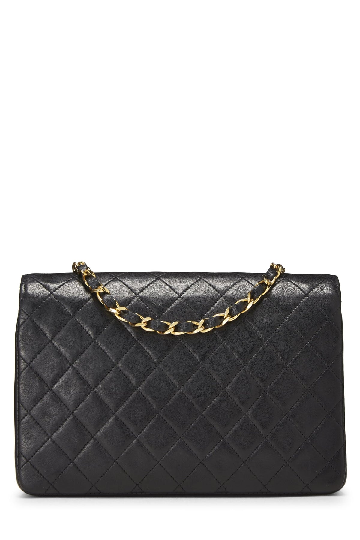 Chanel, Black Quilted Lambskin Circle Lock Half Flap, Black