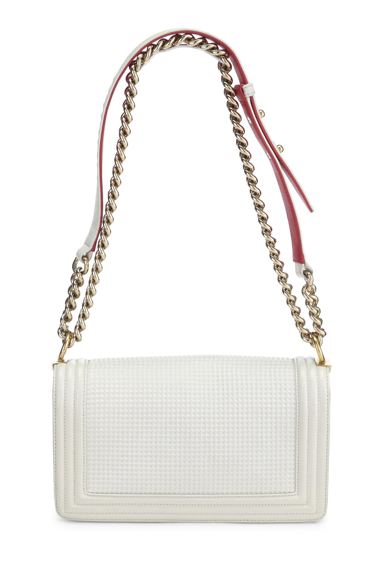 Chanel, White Cube Embossed Calfskin Boy Bag Medium, White