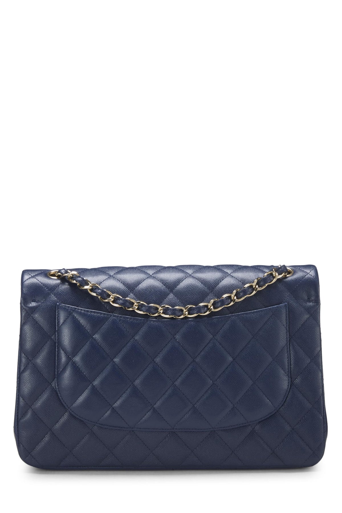Chanel, Navy Quilted Caviar New Classic Double Flap Jumbo, Navy