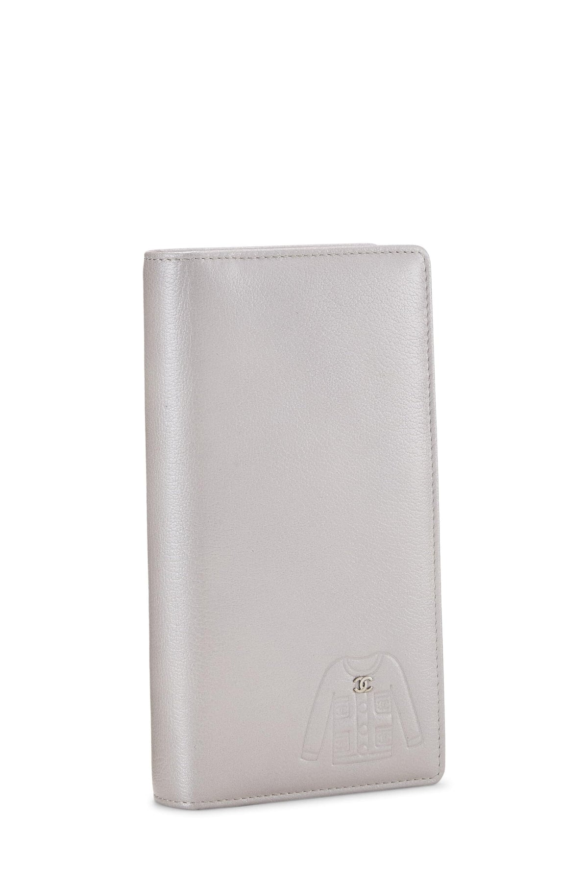 Chanel, Silver Calfskin Long Wallet, Silver