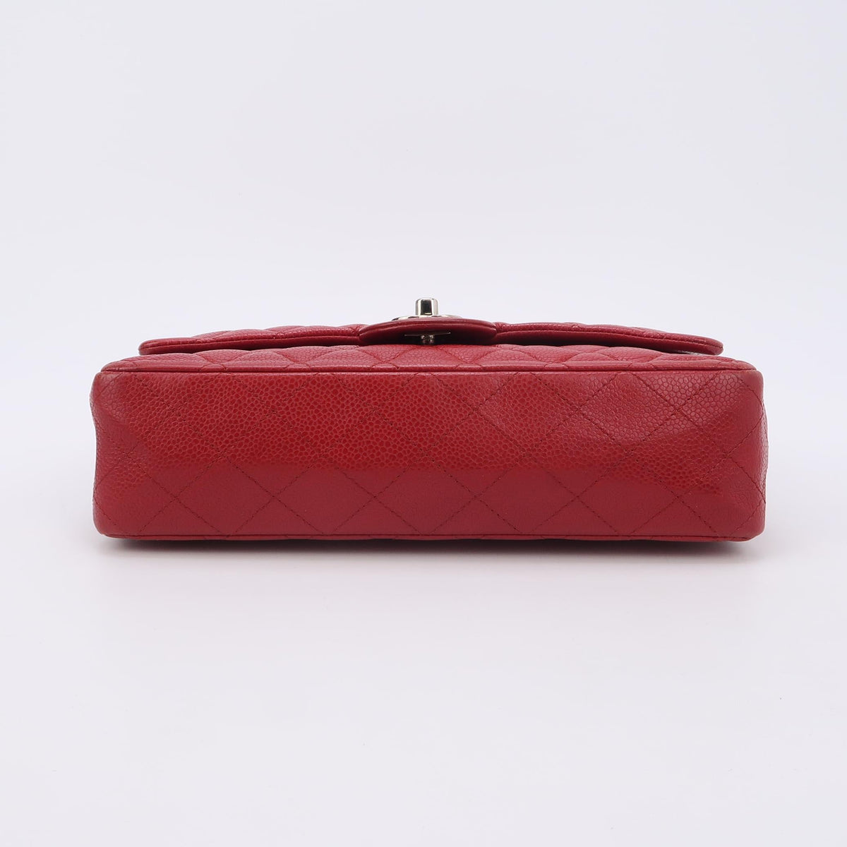 Chanel Timeless Classic Flap Medium Red Caviar Leather Silver Hardware