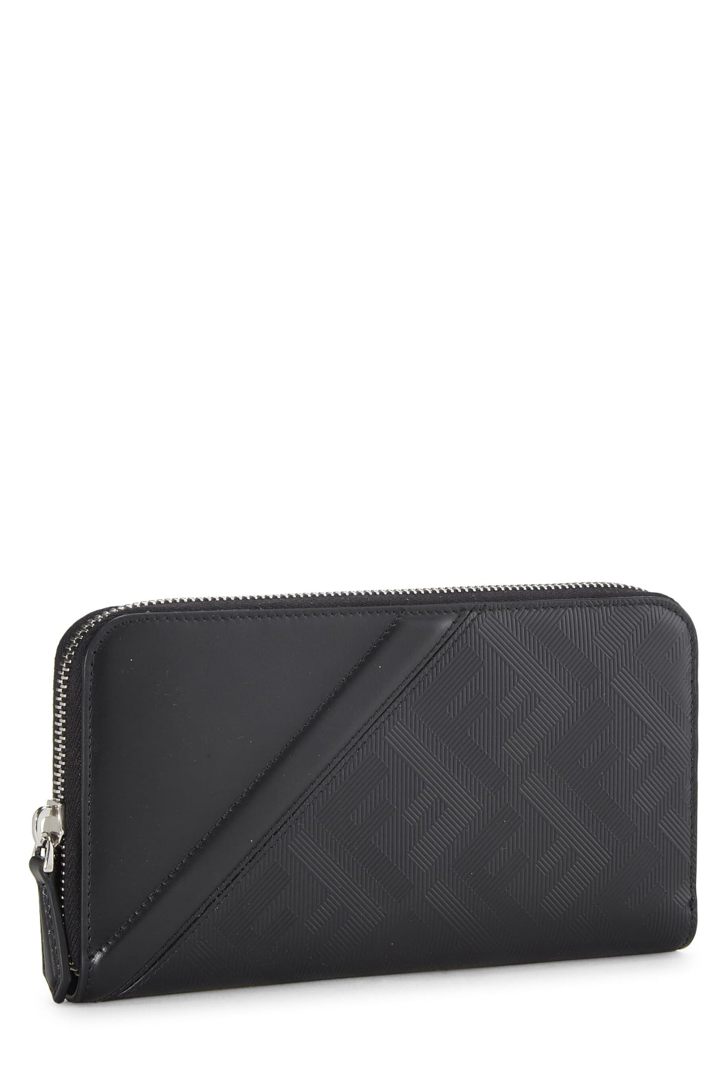 Fendi, Black Zucca Leather Zip Around Wallet, Black