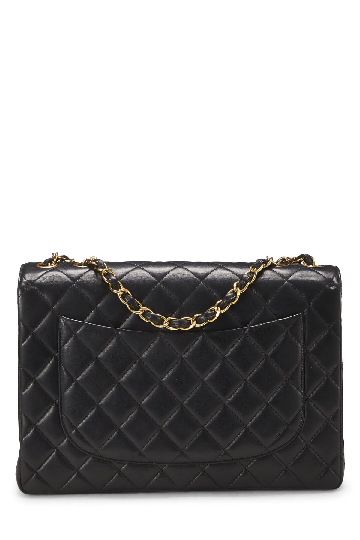 Chanel, Black Quilted Lambskin Half Flap Jumbo, Black