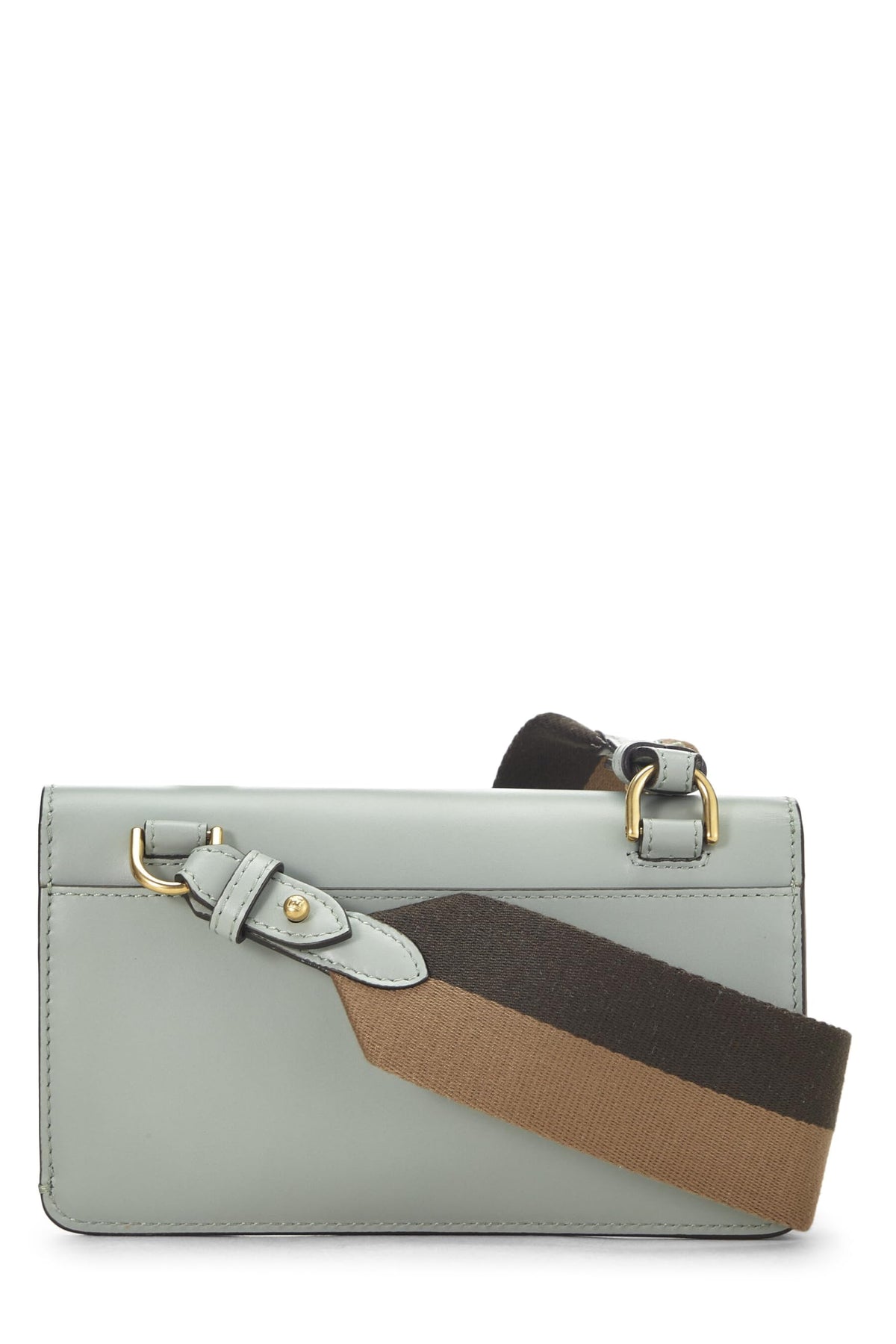 Fendi, Blue Leather Flat Baguette Bag Mini, Blue