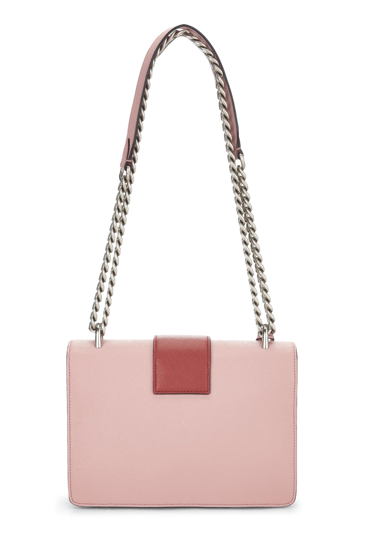 Prada, Pink & Red Saffiano Leather Chain Shoulder Bag, Multi