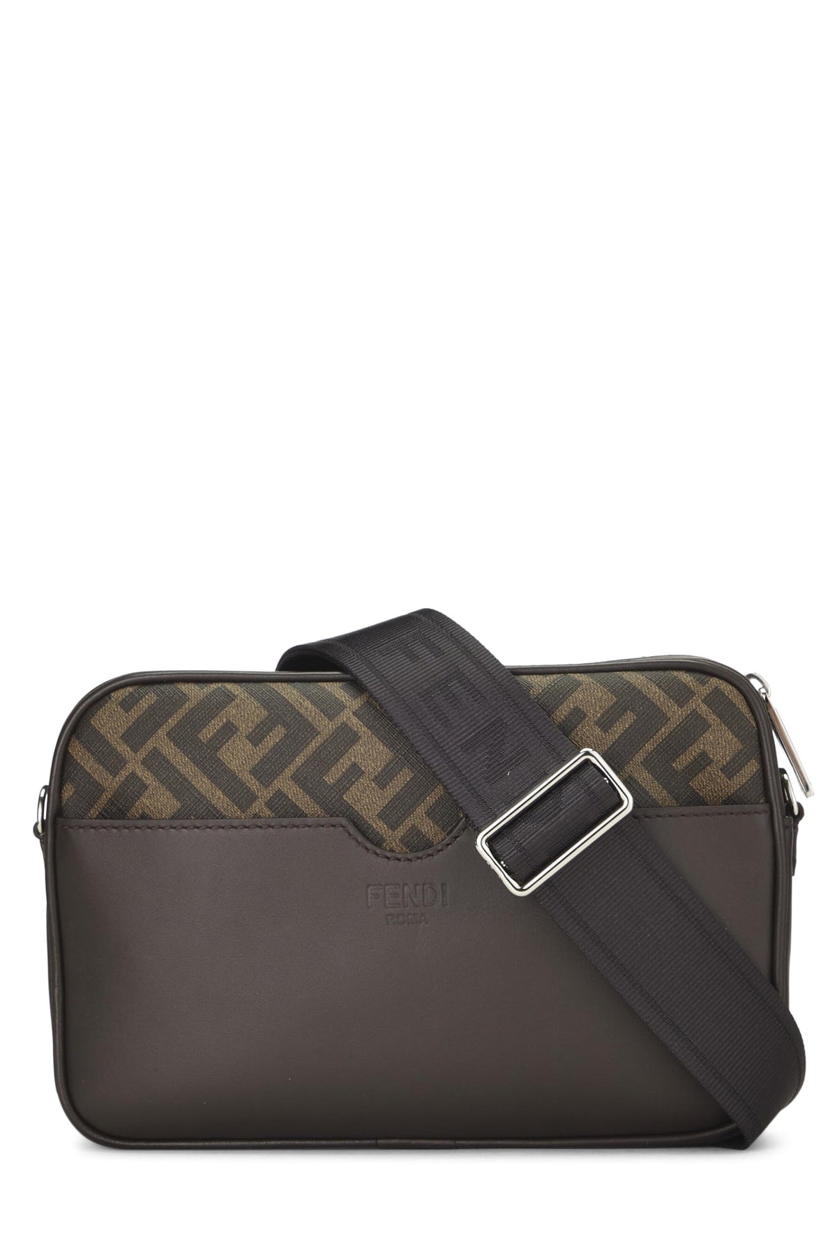 Fendi, Brown Coated Canvas Logo Camera Case, Brown
