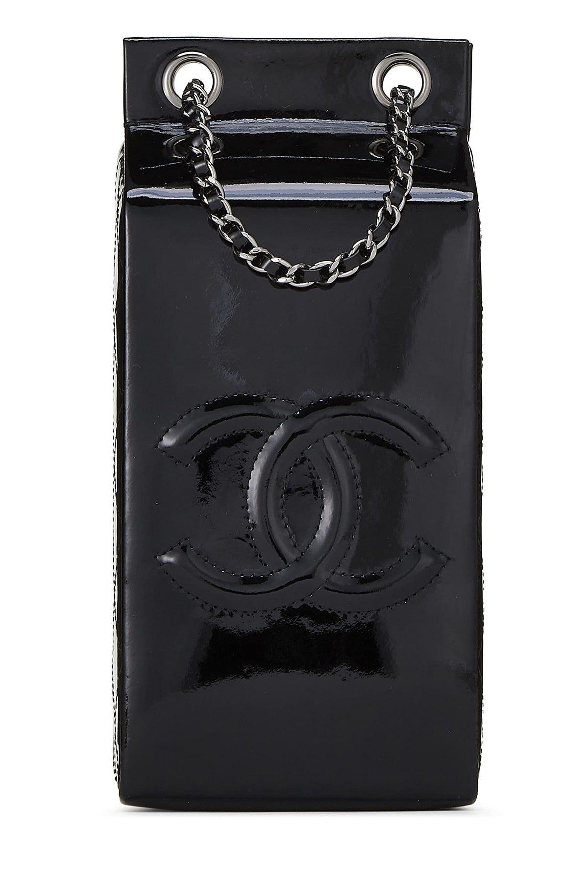 Chanel, Black Patent Leather Milk Carton Bag, Black