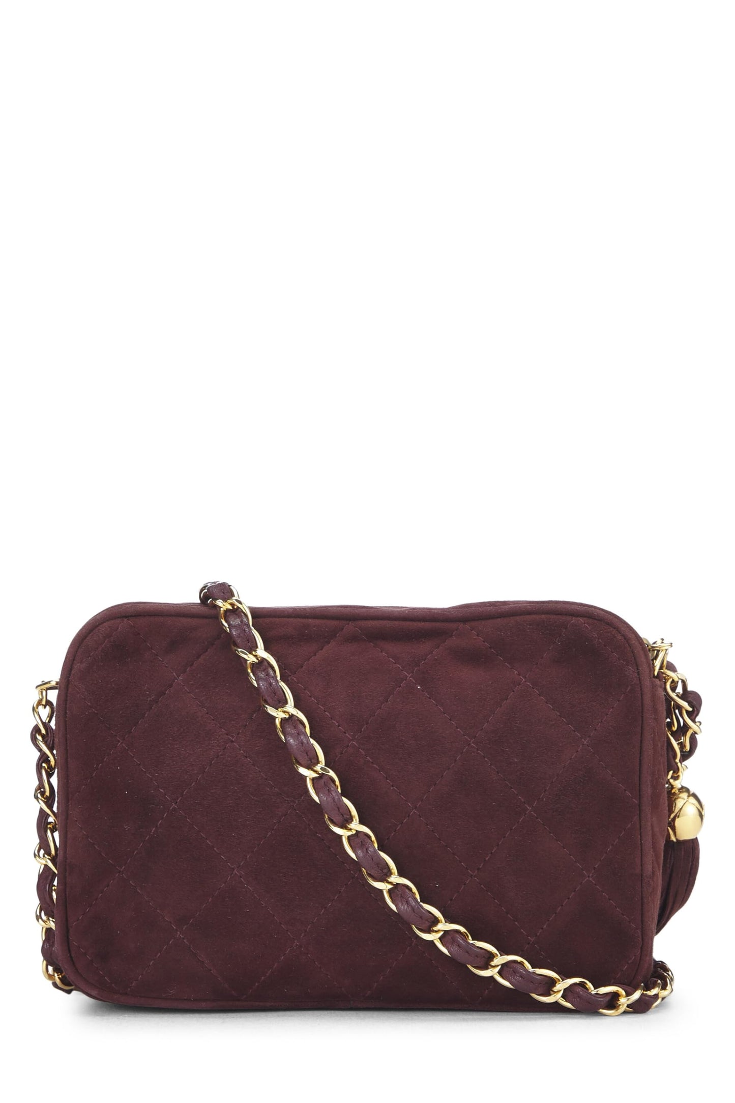 Chanel, Red Quilted Suede Diamond 'CC' Camera Bag Medium, Red