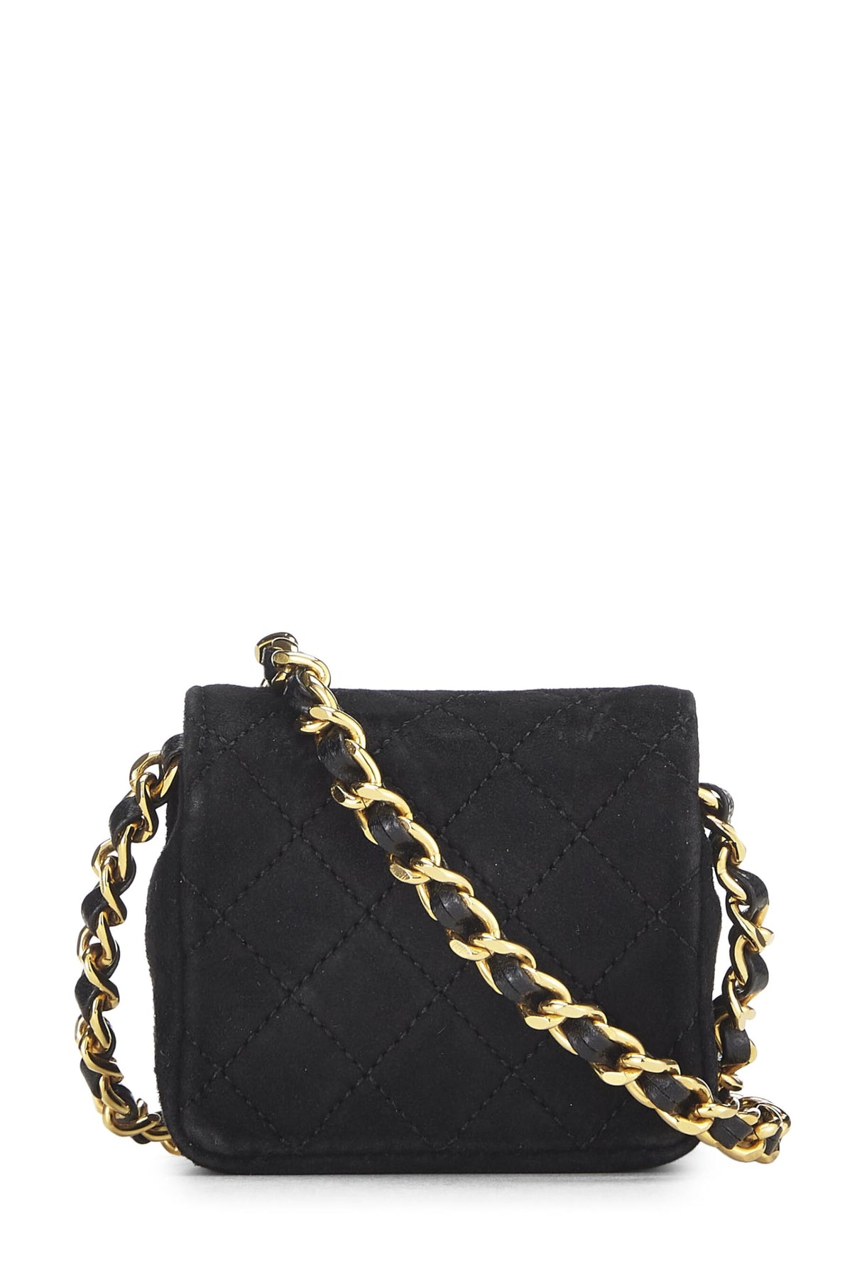Chanel, Black Quilted Suede Half Flap Micro, Black