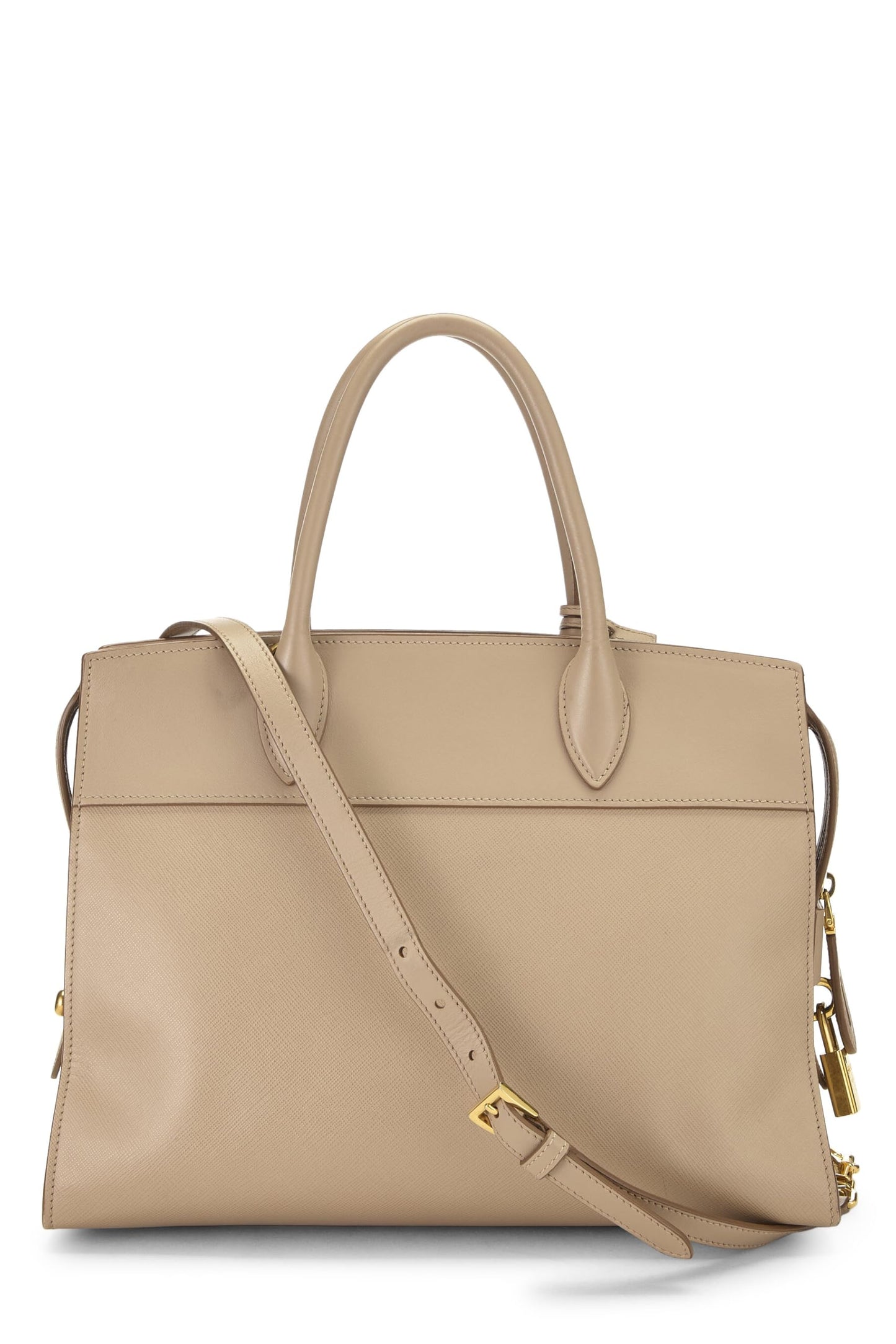 Prada, Beige Saffiano Esplanade Medium, Beige