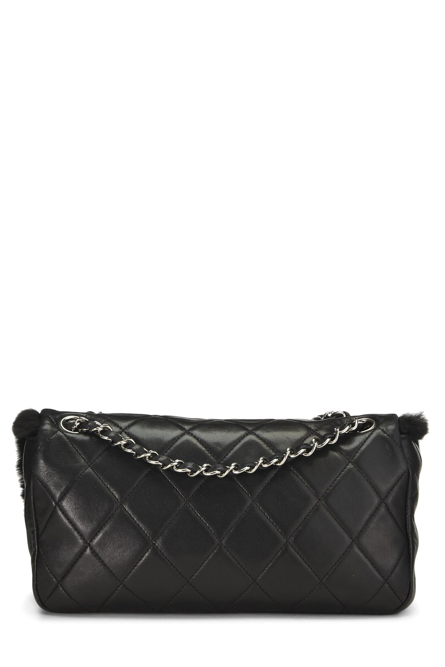 Chanel, Black Quilted Lambskin Shearling Half Flap Medium, Black