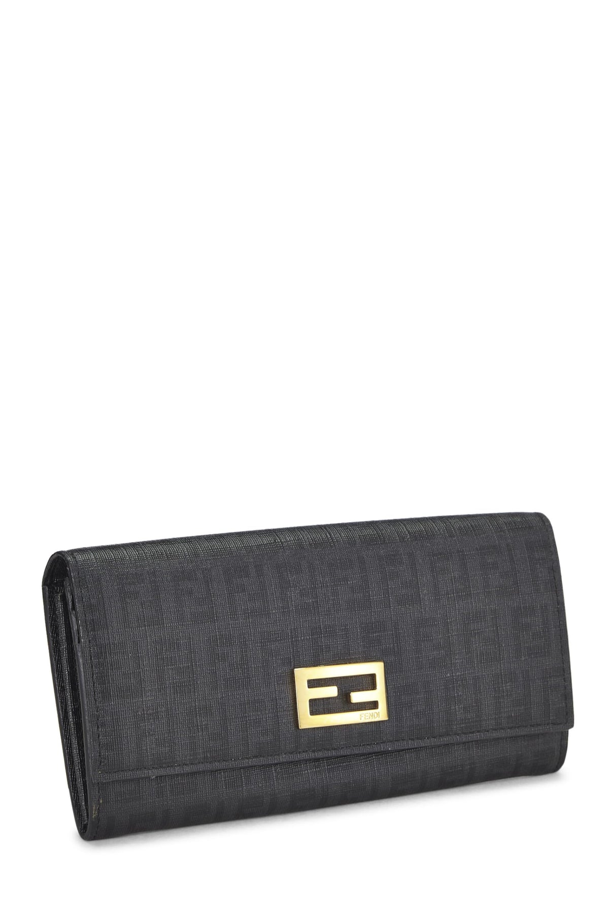Fendi, Black Zucchino Coated Canvas Continental Wallet, Black