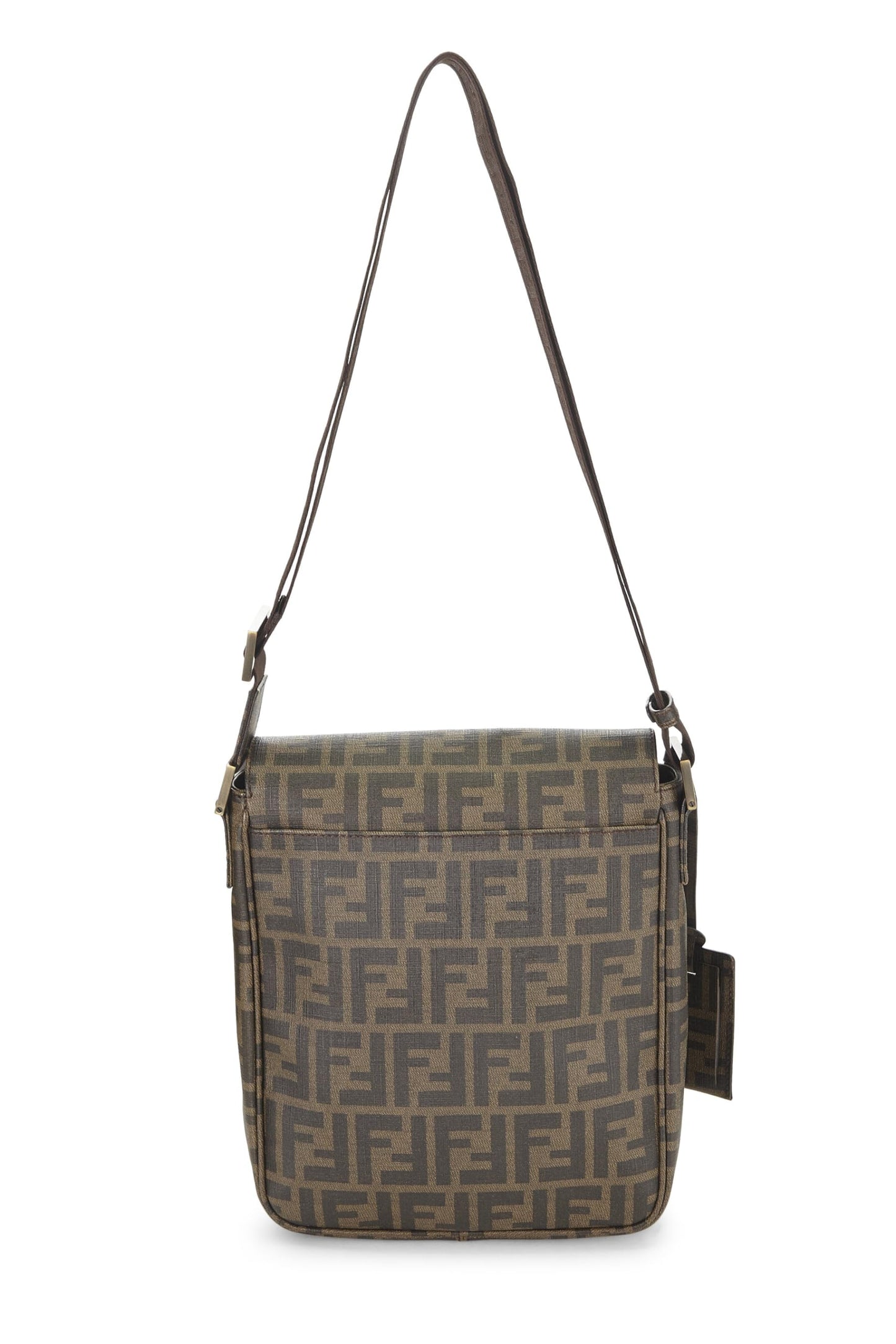 Fendi, Brown Coated Canvas Zucca Flap Messenger Small, Brown