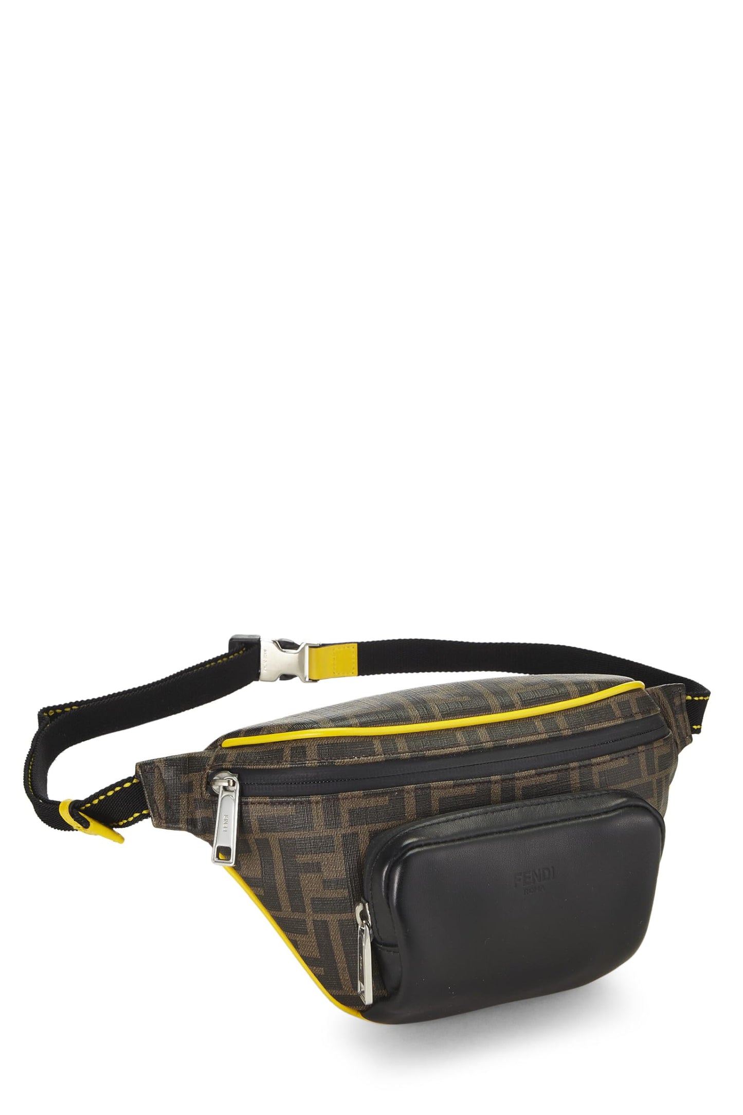 Fendi, Black Zucca Coated Canvas Waist Pouch, Yellow