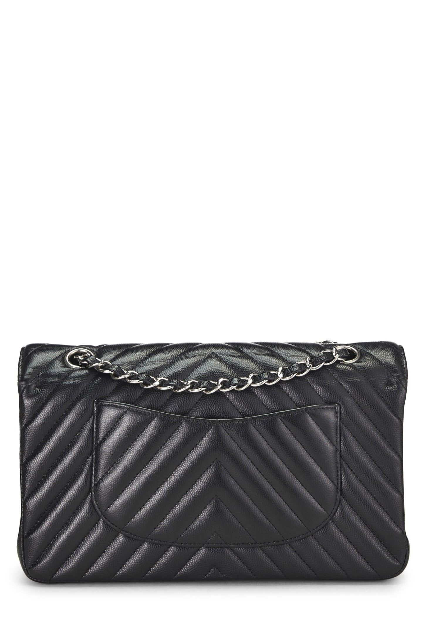Chanel, Black Chevron Caviar Classic Double Flap Medium, Black