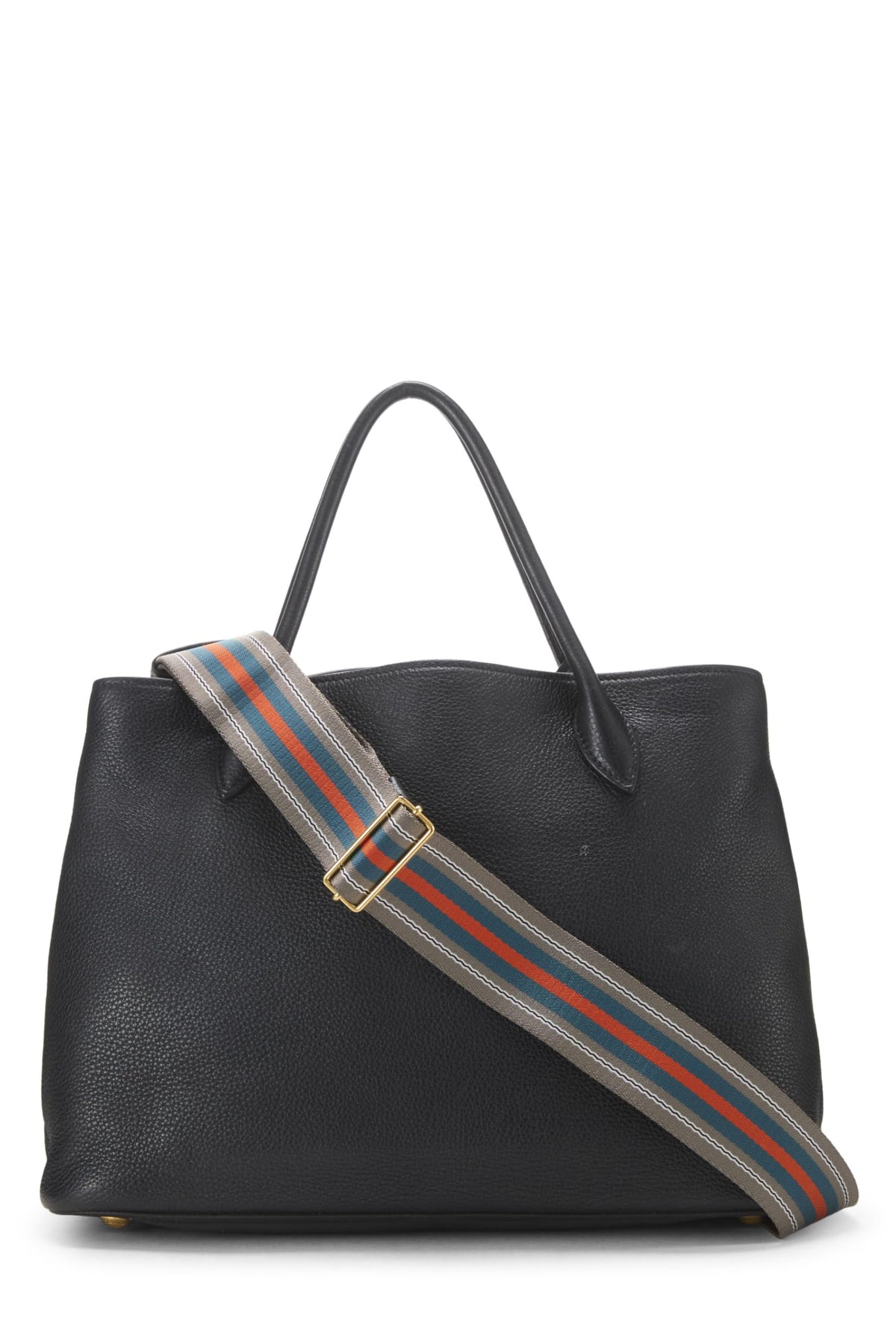 Prada, Black Vitello Daino Double Snap Tote Medium, Black