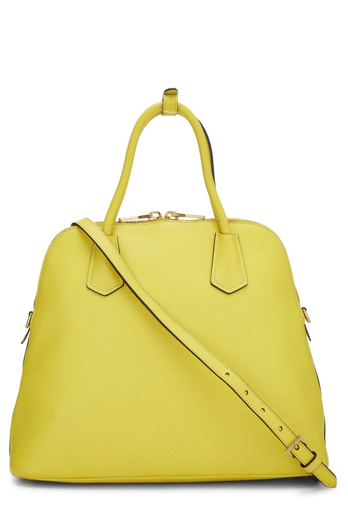 Prada, Yellow Saffiano Dome Handbag, Yellow