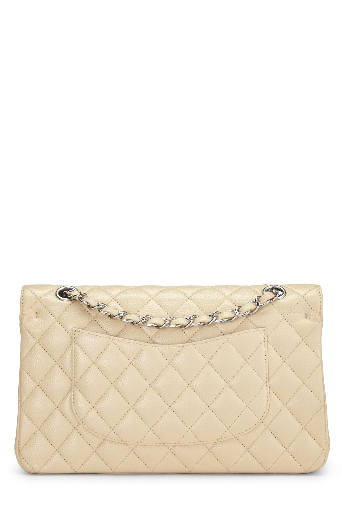 Chanel, Beige Quilted Caviar Classic Double Flap Medium, Beige