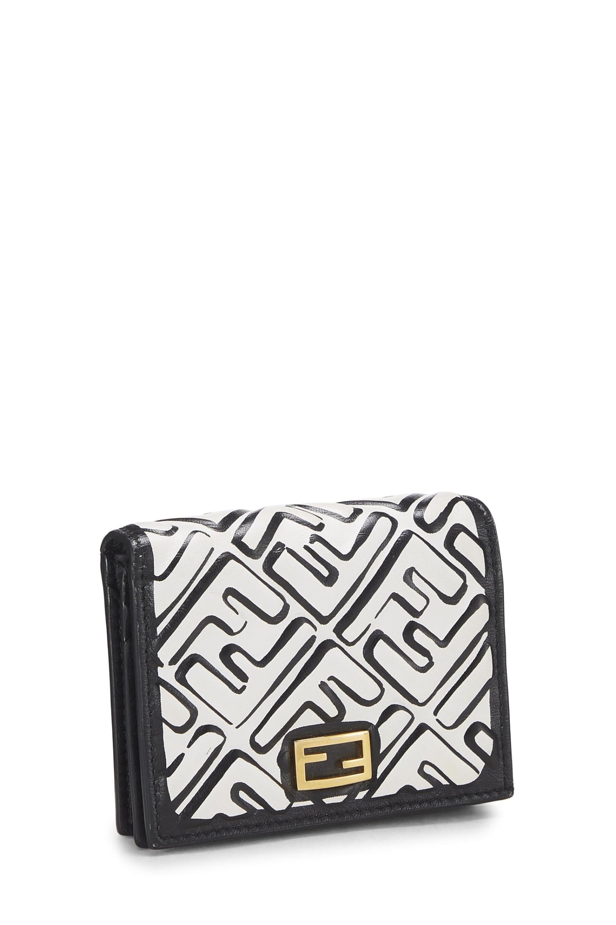 Fendi, Joshua Vides x Fendi Black & White Zucca Embossed Compact Wallet, Multi