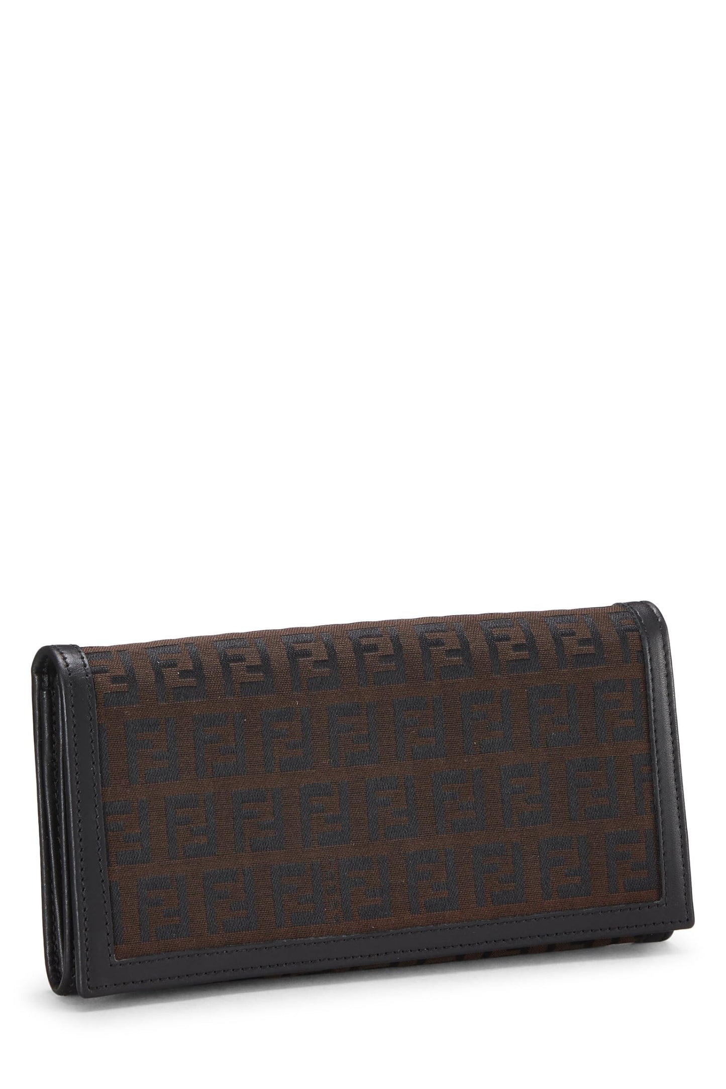 Fendi, Brown Zucchino Canvas Long Wallet, Brown