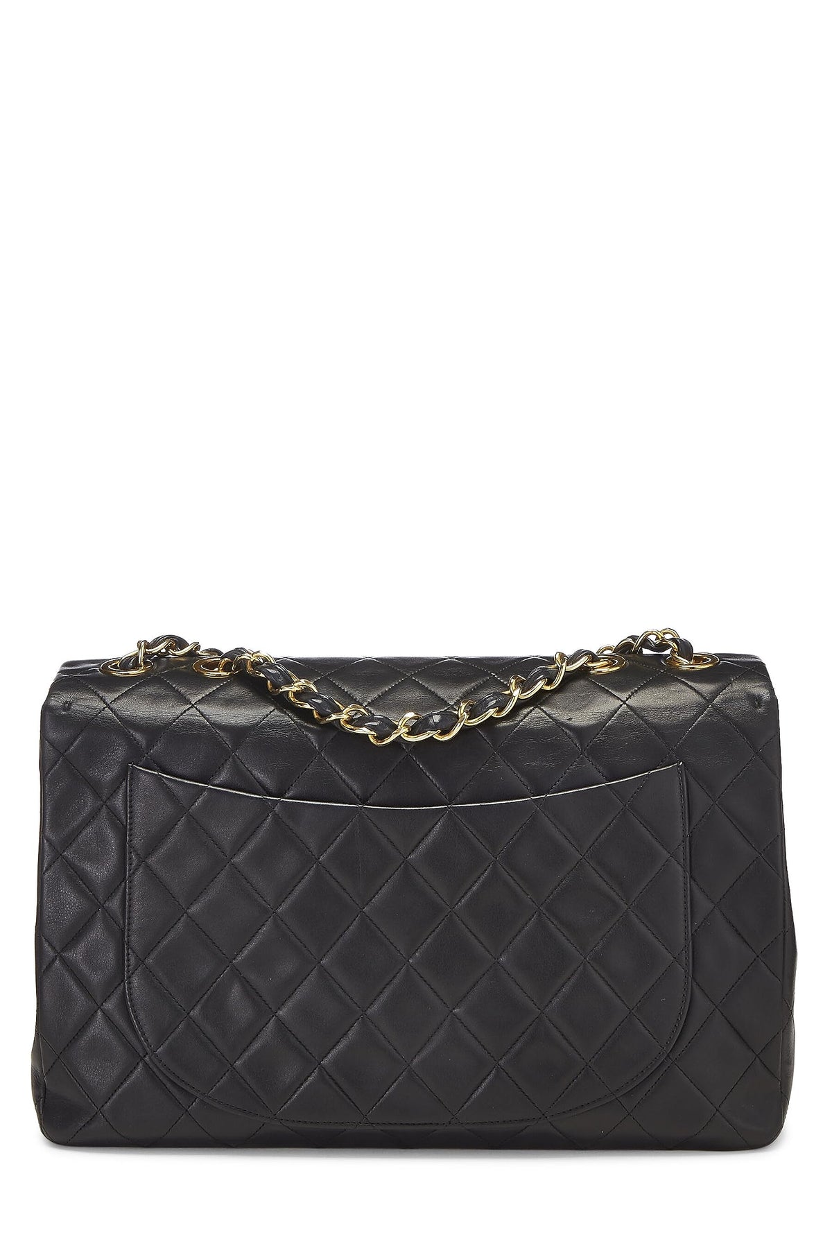 Chanel, Black Quilted Lambskin Half Flap Maxi, Black