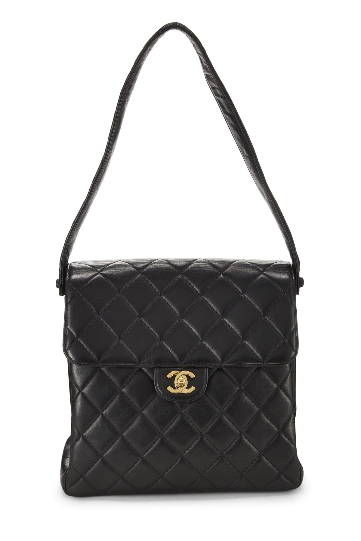 Chanel, Black Quilted Lambskin Double Sided Flap Bag Tall, Black