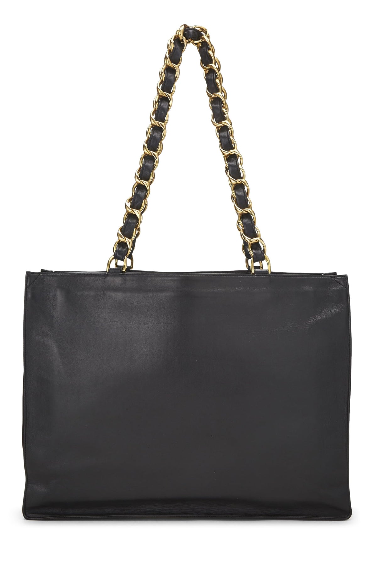 Chanel, Black Lambskin Flat Chain Handle Tote Medium, Black