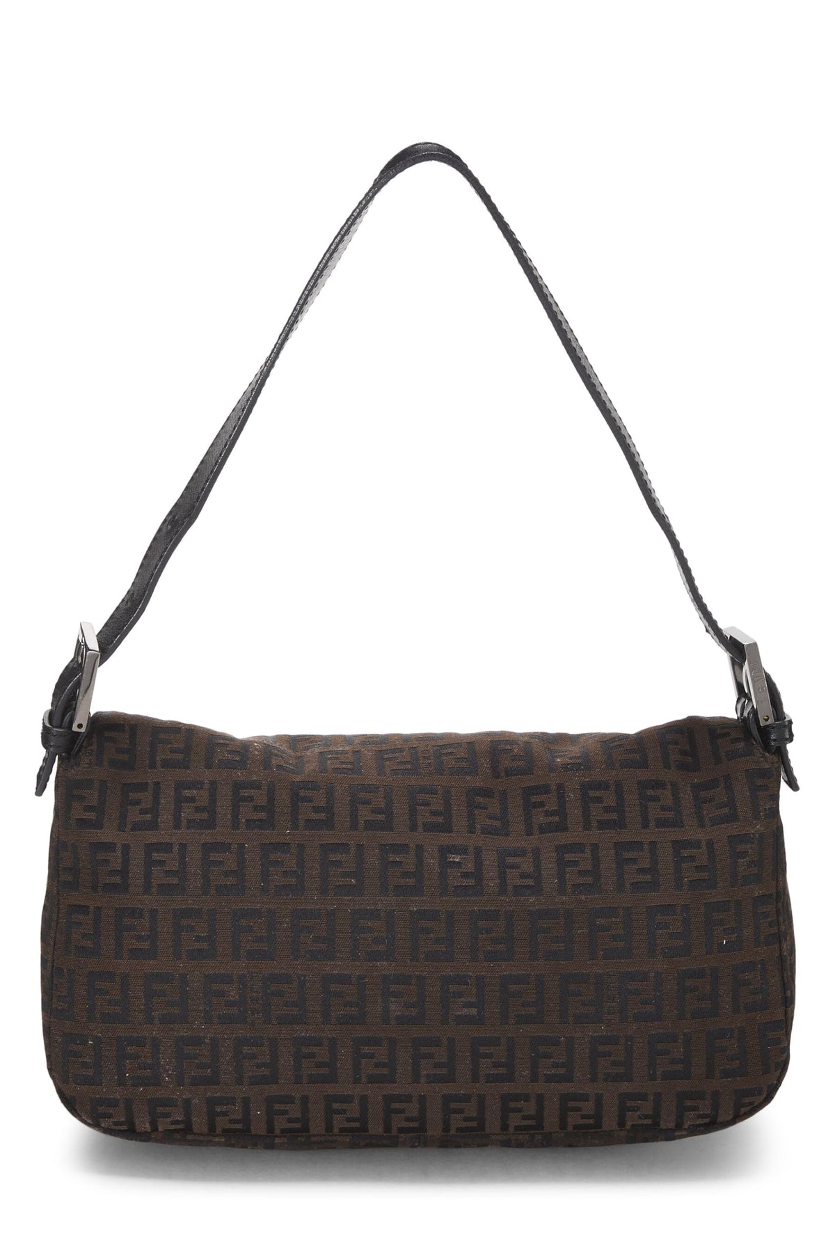 Fendi, Black Nylon Zucchino Shoulder Bag, Brown