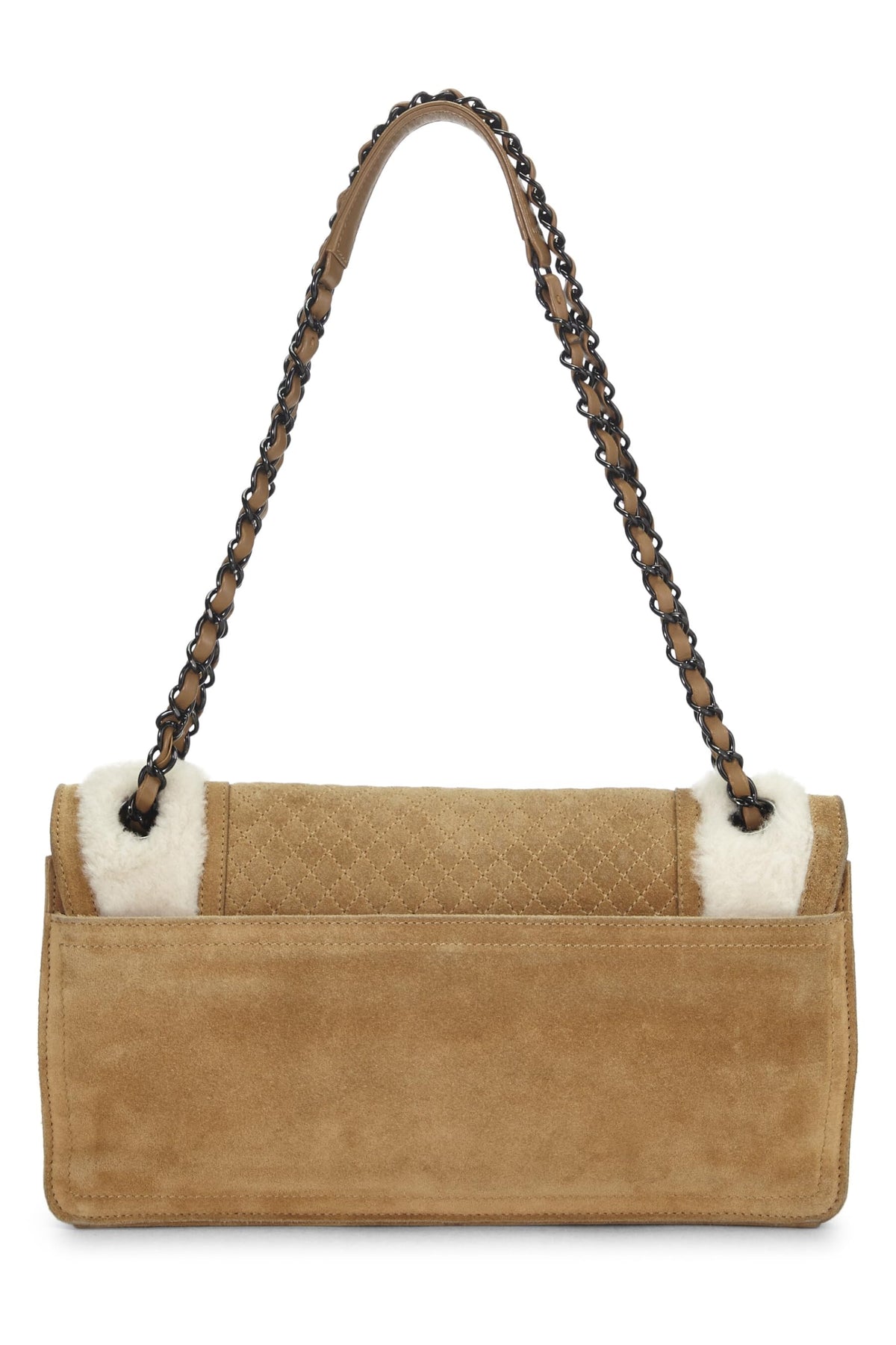 Chanel, Brown Suede & Shearling Full Flap Bag Medium, Brown