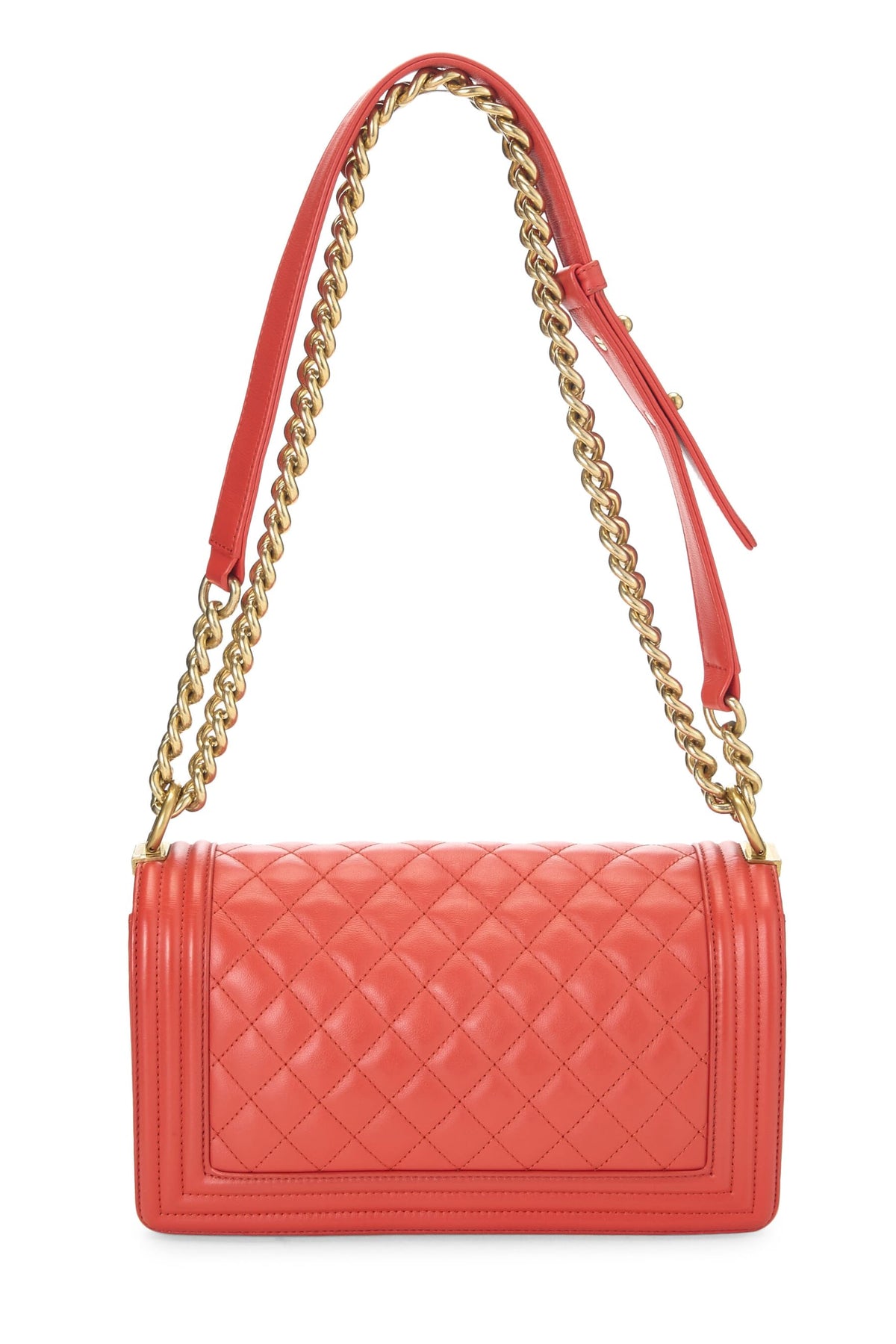 Chanel, Orange Quilted Calfskin Boy Medium, Orange