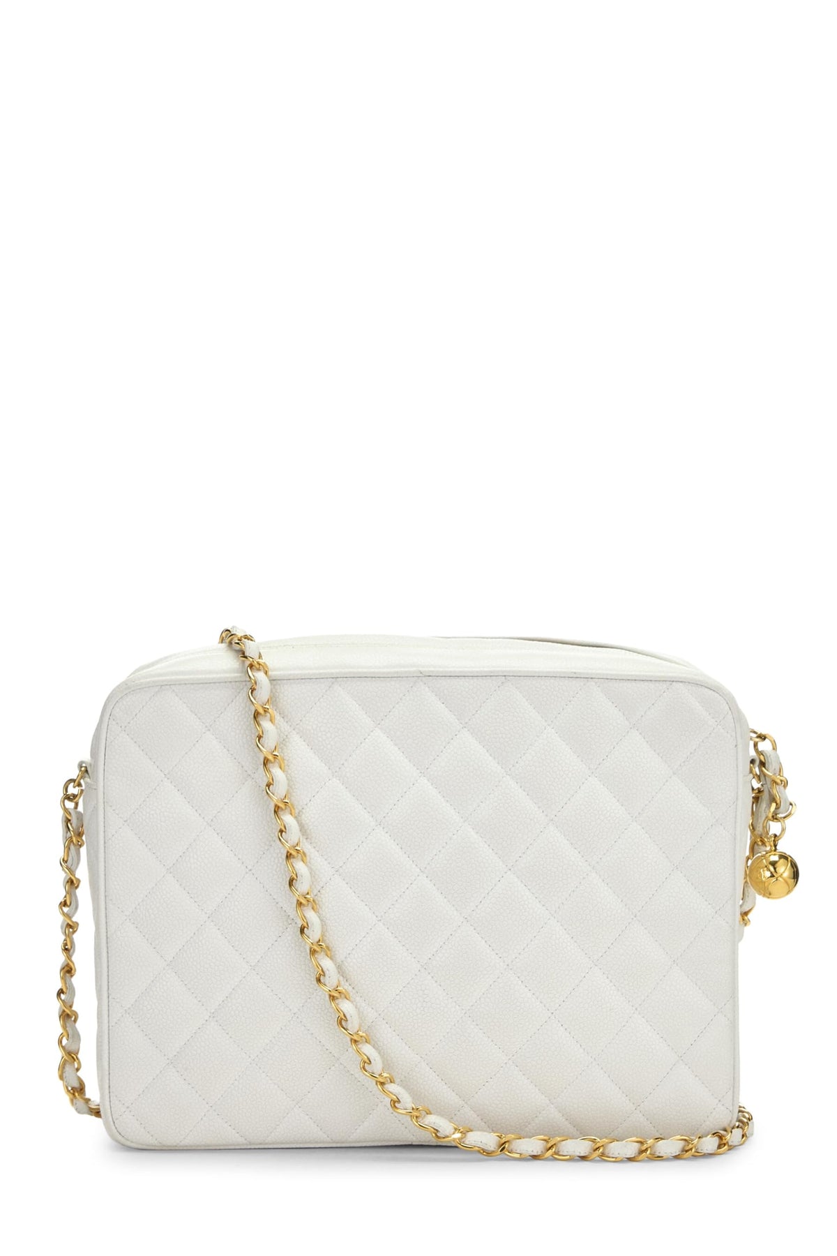 Chanel, White Quilted Caviar Pocket Camera Bag Medium, White