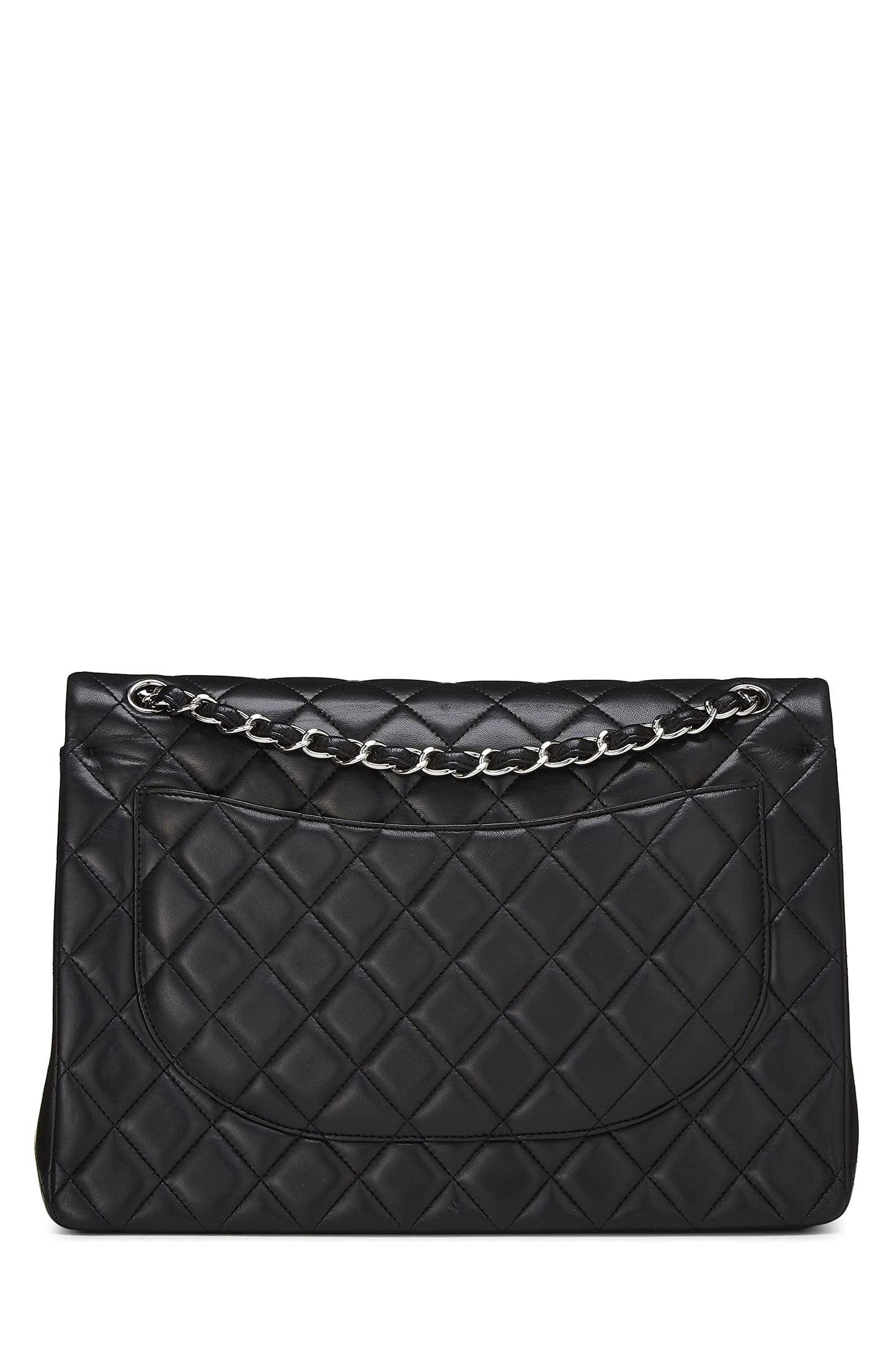 Chanel, Black Quilted Lambskin New Classic Double Flap Maxi, Black