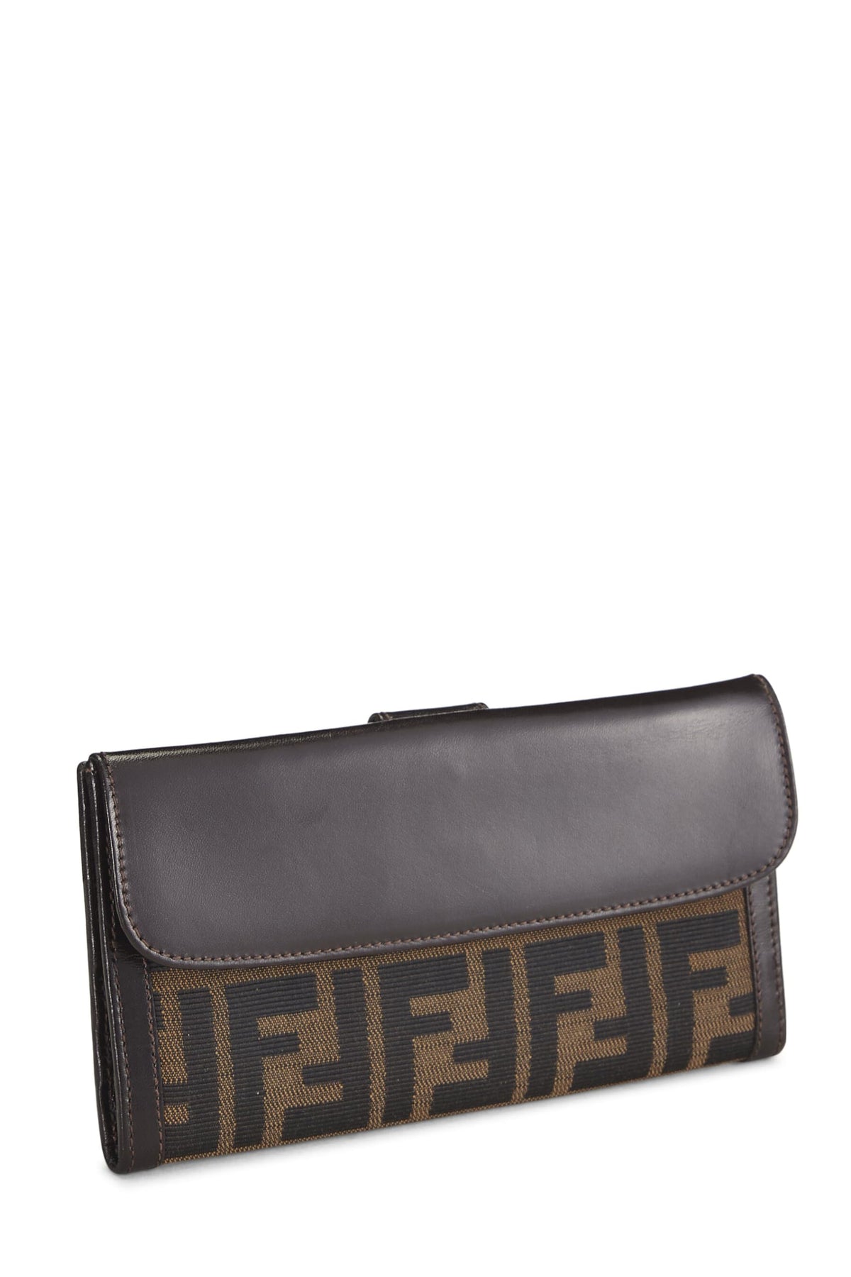 Fendi, Brown Zucca Canvas Long Wallet, Brown