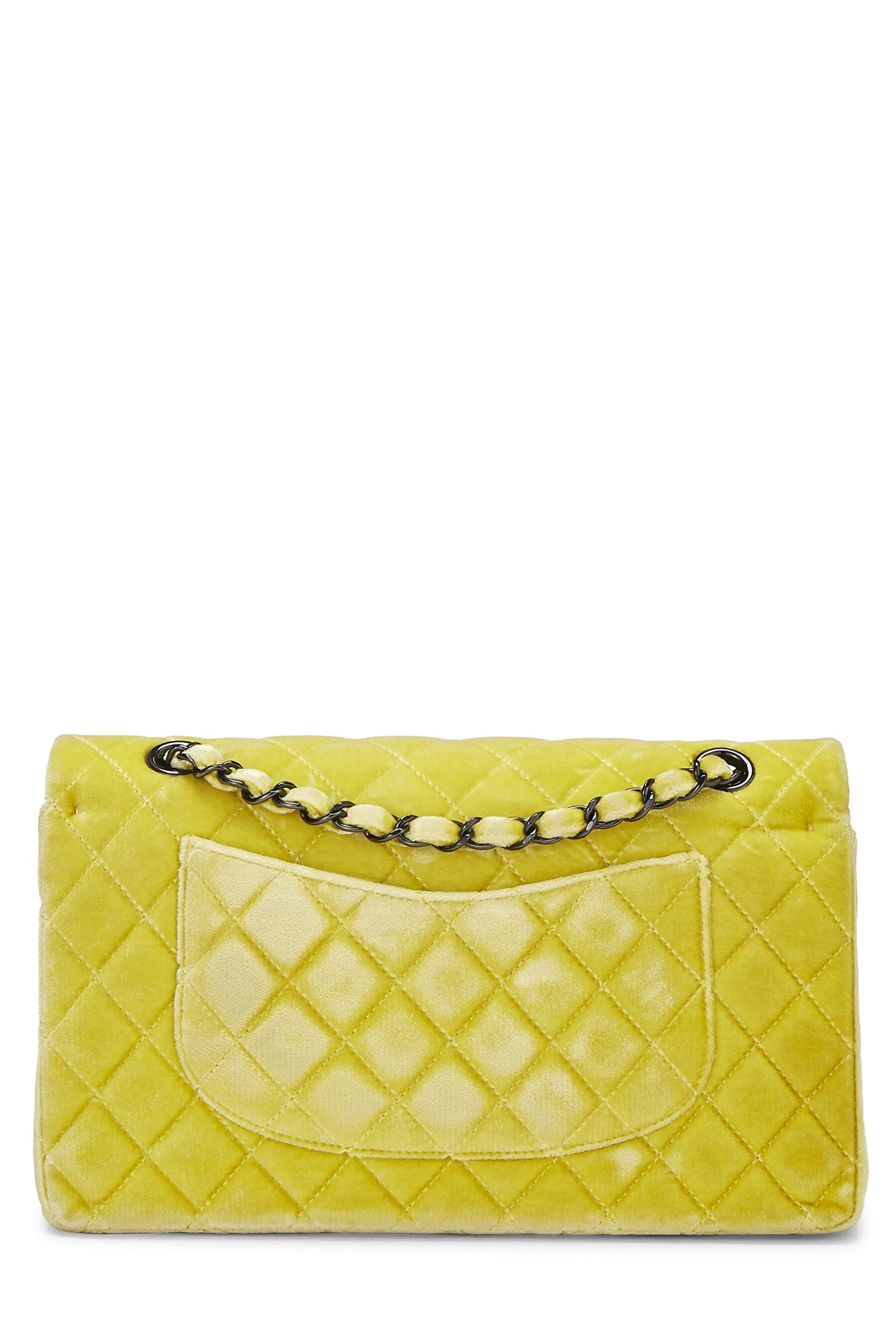 Chanel, Yellow Quilted Velvet Classic Double Flap Medium, Yellow