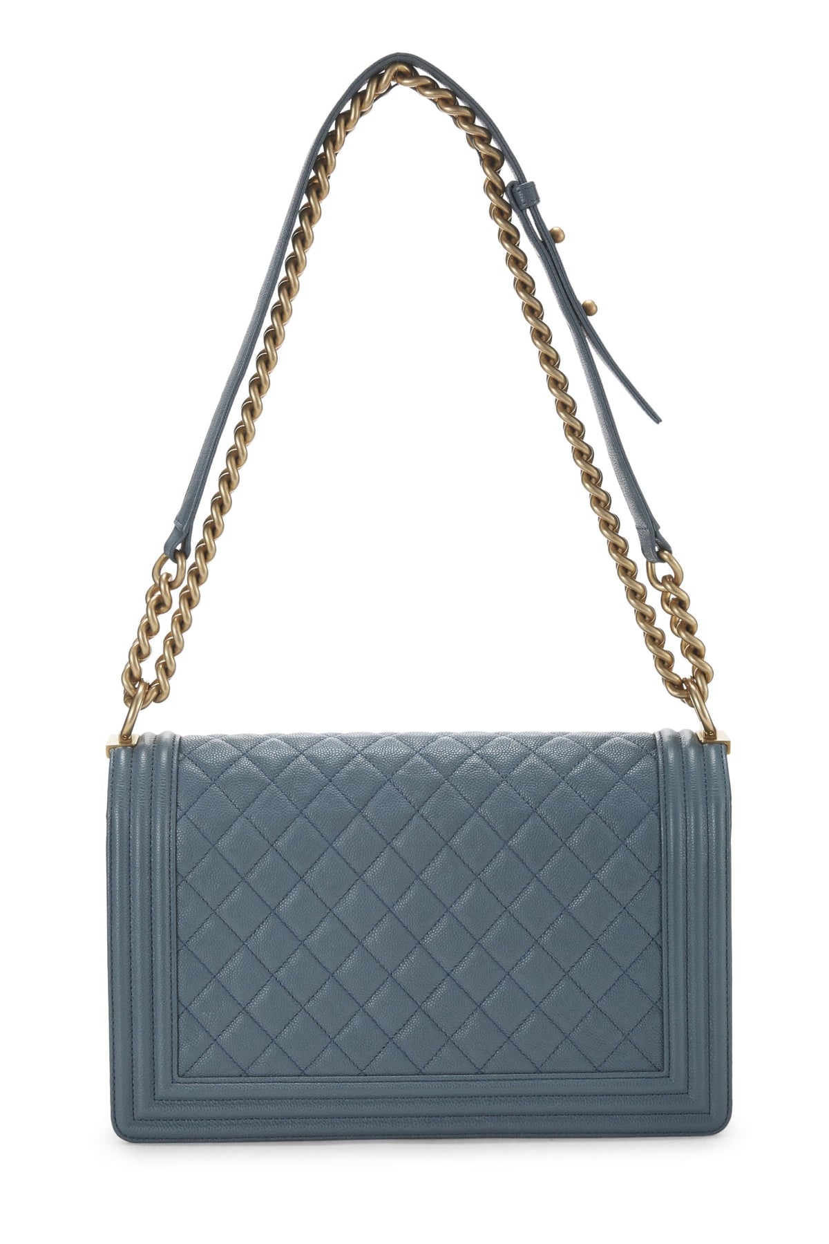 Chanel, Blue Quilted Caviar Boy Bag Medium, Blue