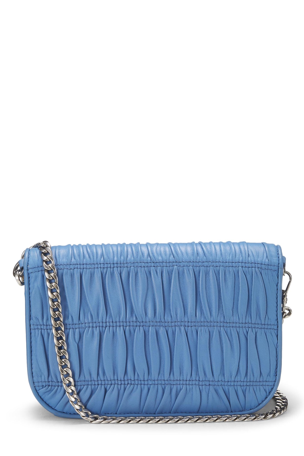 Prada, Blue Nappa Gaufre Shoulder Bag, Blue