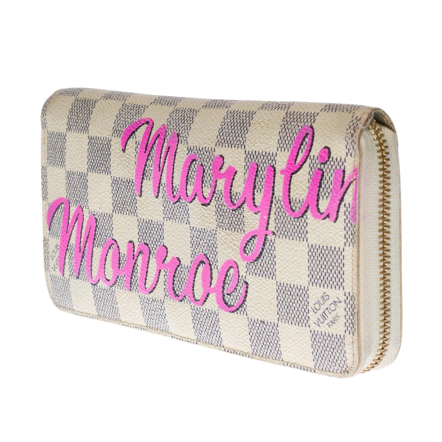 LOUIS VUITTON Customized "Marilyn Monroe" Zippy wallet in damier azur canvas