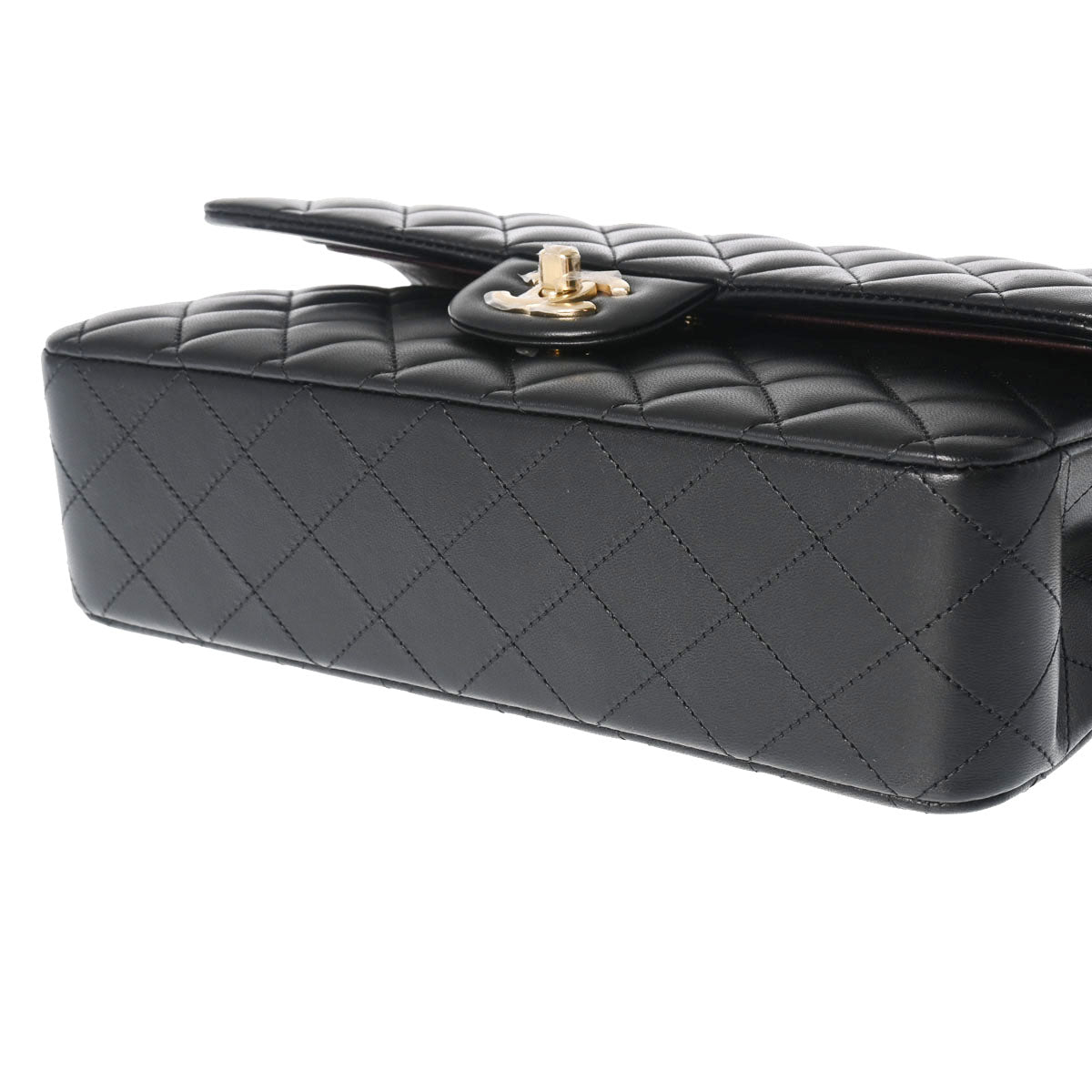 CHANEL Chanel Mattress W Flap Chain Shelter 25cm Black Gold Tools A01112 Lady Ramskin Shelter Bag Unused