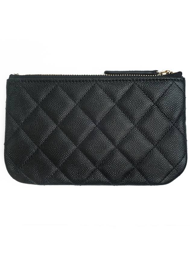 CC Logo Mini Caviar Leather Pouch Bag Black Chanel