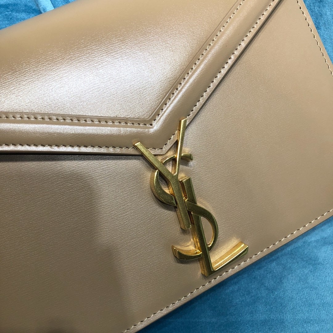Yves Saint Laurent Cassandra Medium Chain Bag Dark Beige 8.7in/22cm