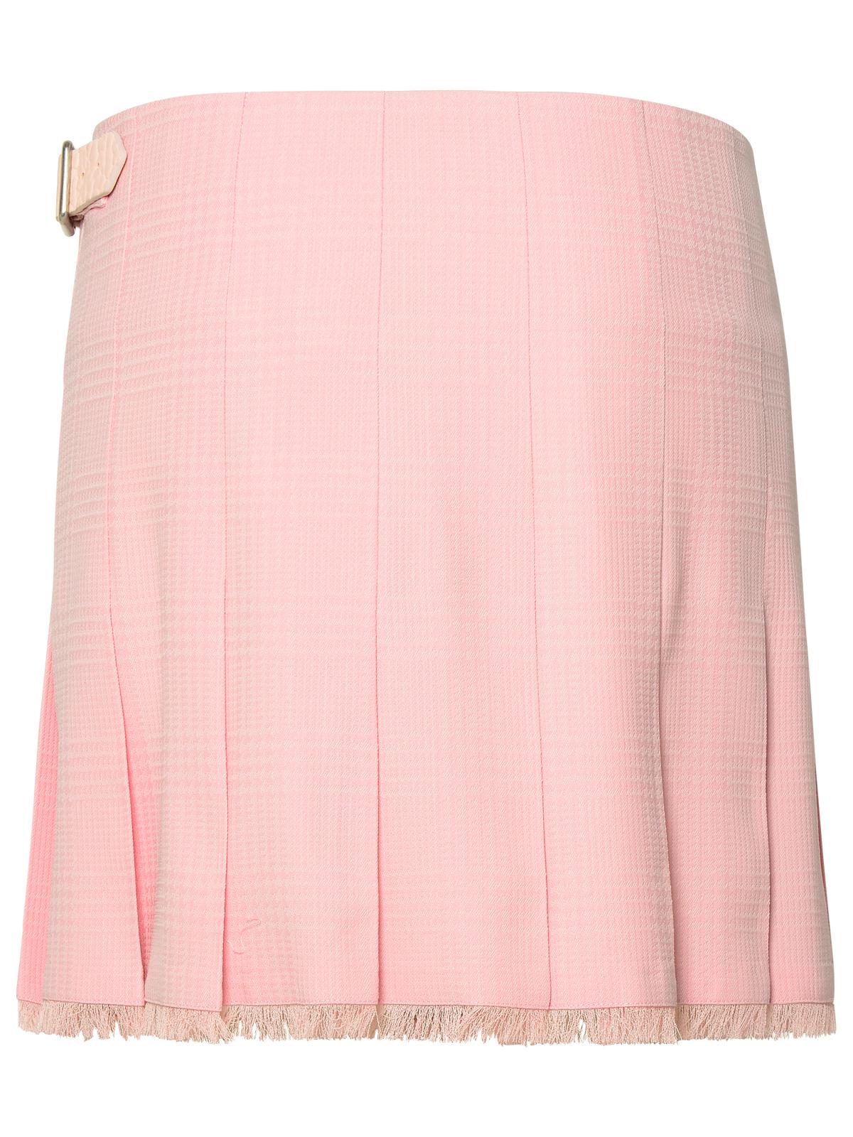 Burberry Pink Virgin Wool Miniskirt Woman