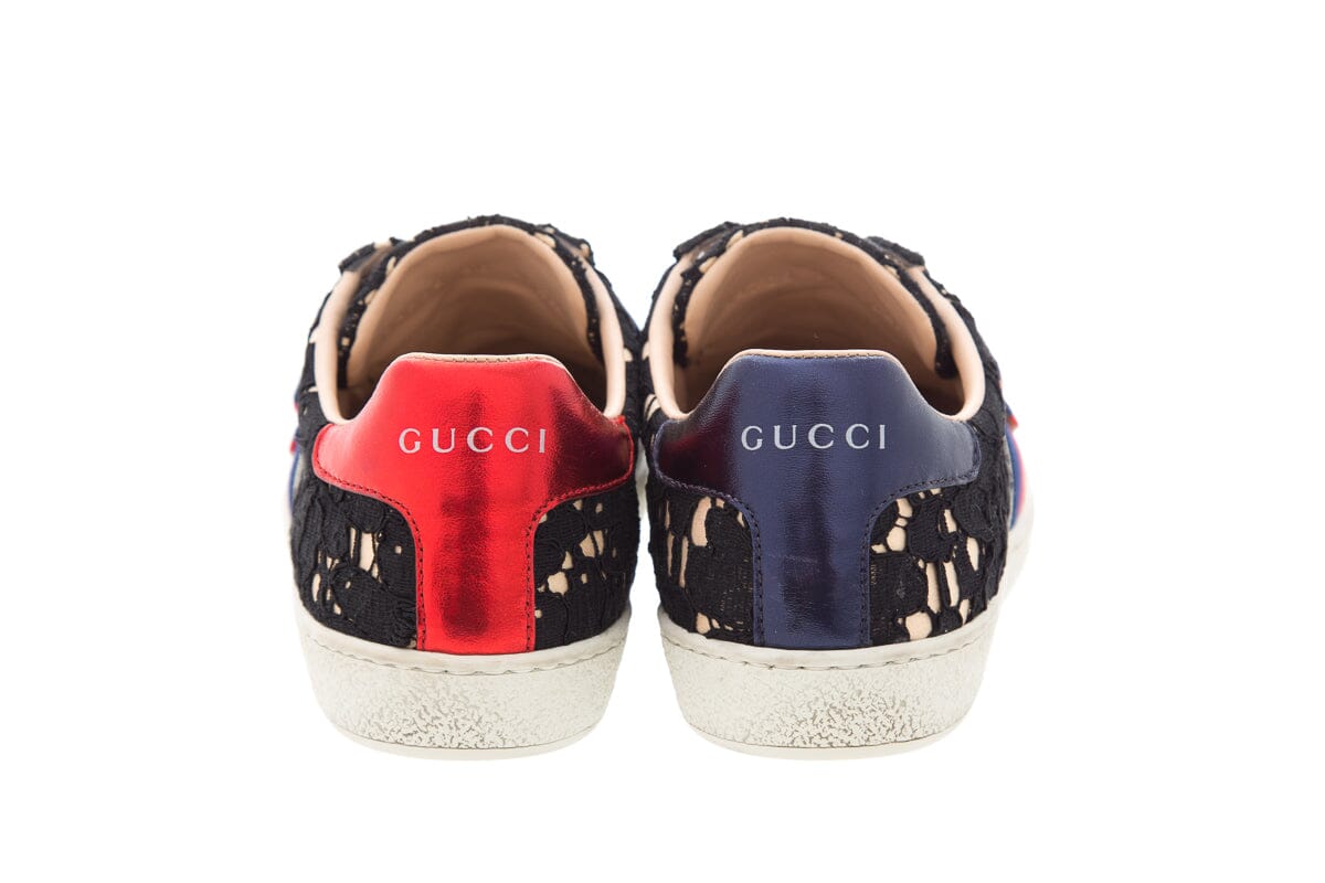 Gucci Black Lace & Multi Sneakers SZ 36