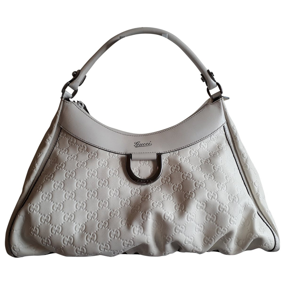 Gucci hobo white leather handbag