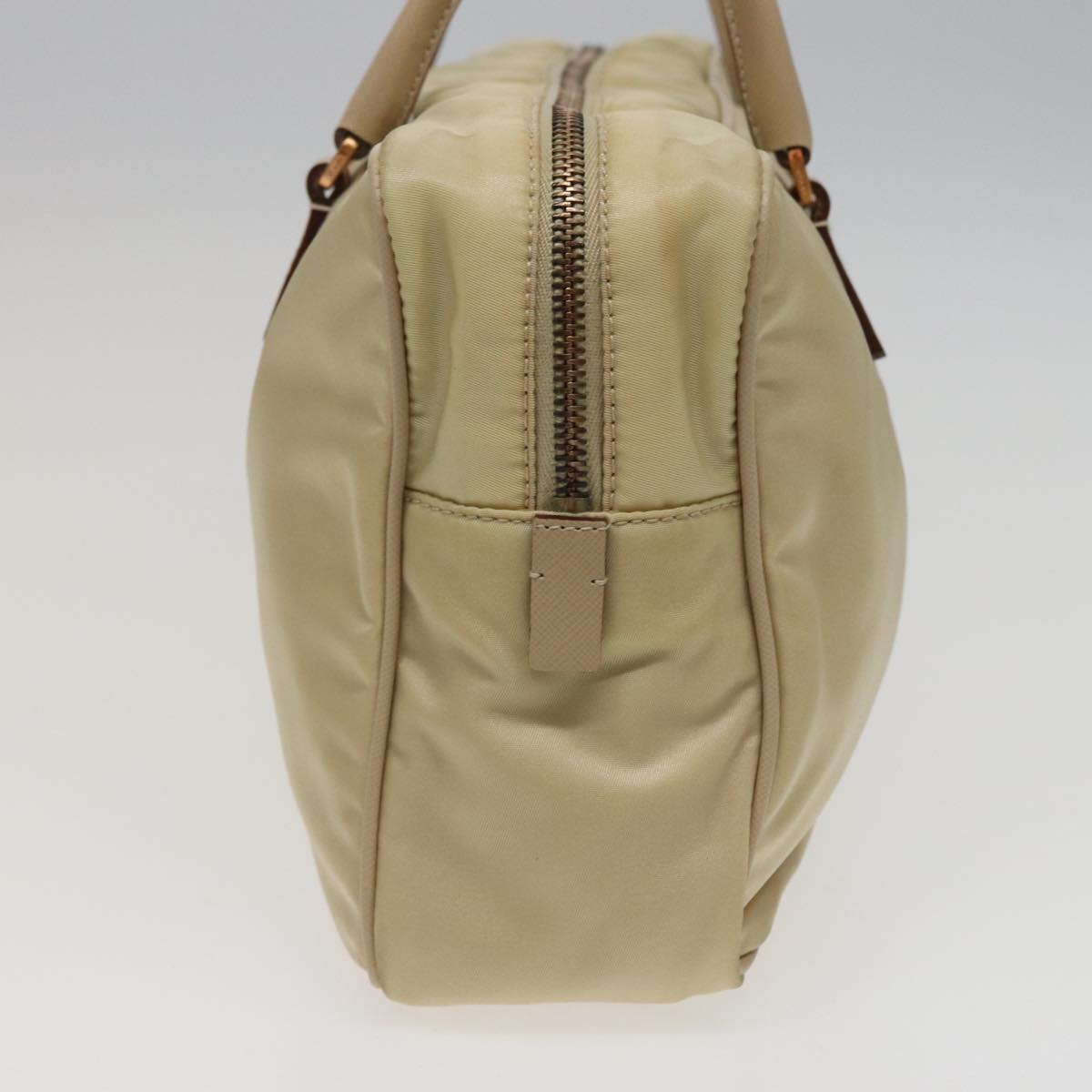PRADA Hand Bag Nylon Cream Auth 79109