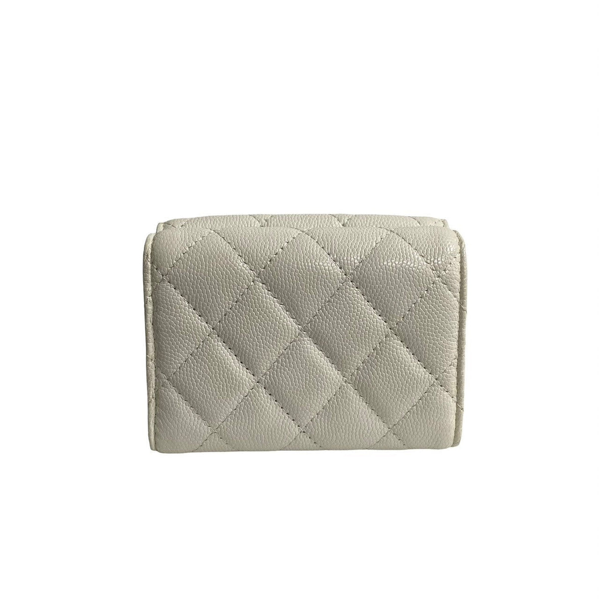 CHANEL Tri-fold wallet leather white Matrasse Small flap wallet